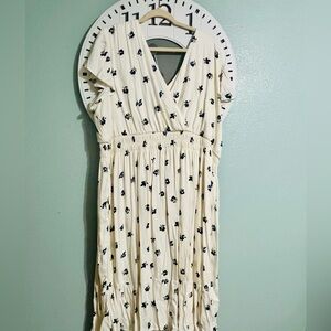 Maurices Cream and Black Floral Midi Dress
